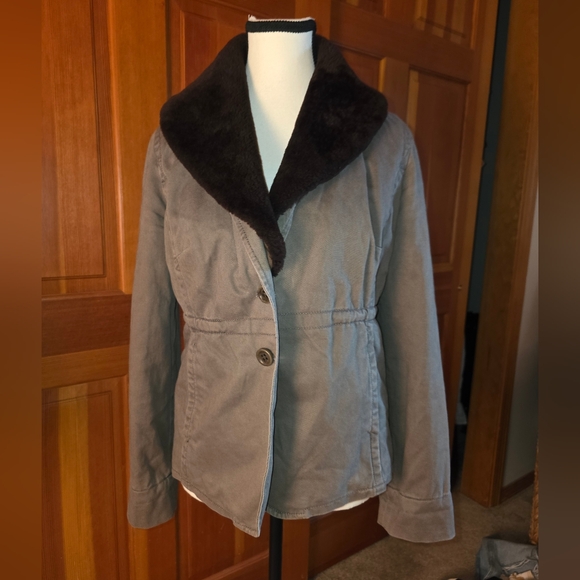 J. CREW COLLECTION JACKET Cinch Waist Removable Faux Fur Collar Size 2 - Picture 1 of 6